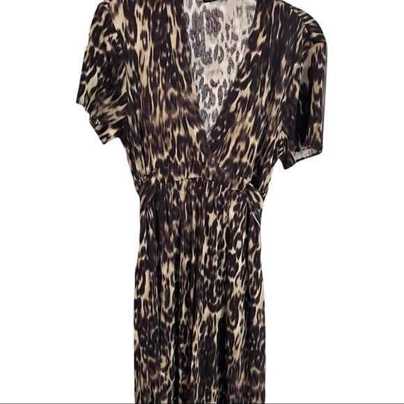 Elie Tahari Leopard Short Sleeve Wrap Dress Size Small - Picture 1 of 5